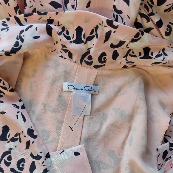 '$4,300 OSCAR DE LA RENTA ADOREABLE SILK PINK RUFFLE NECK RUNWAY DRESS US 6 - Picture 7 of 11